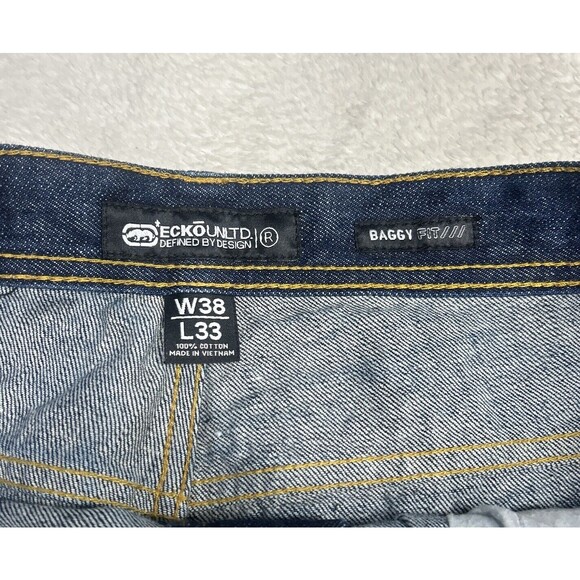 Ecko Unltd Jeans Baggy Fit Men's Size 38x33 Dark Wash Denim Y2K Hip Hop - Picture 3 of 8